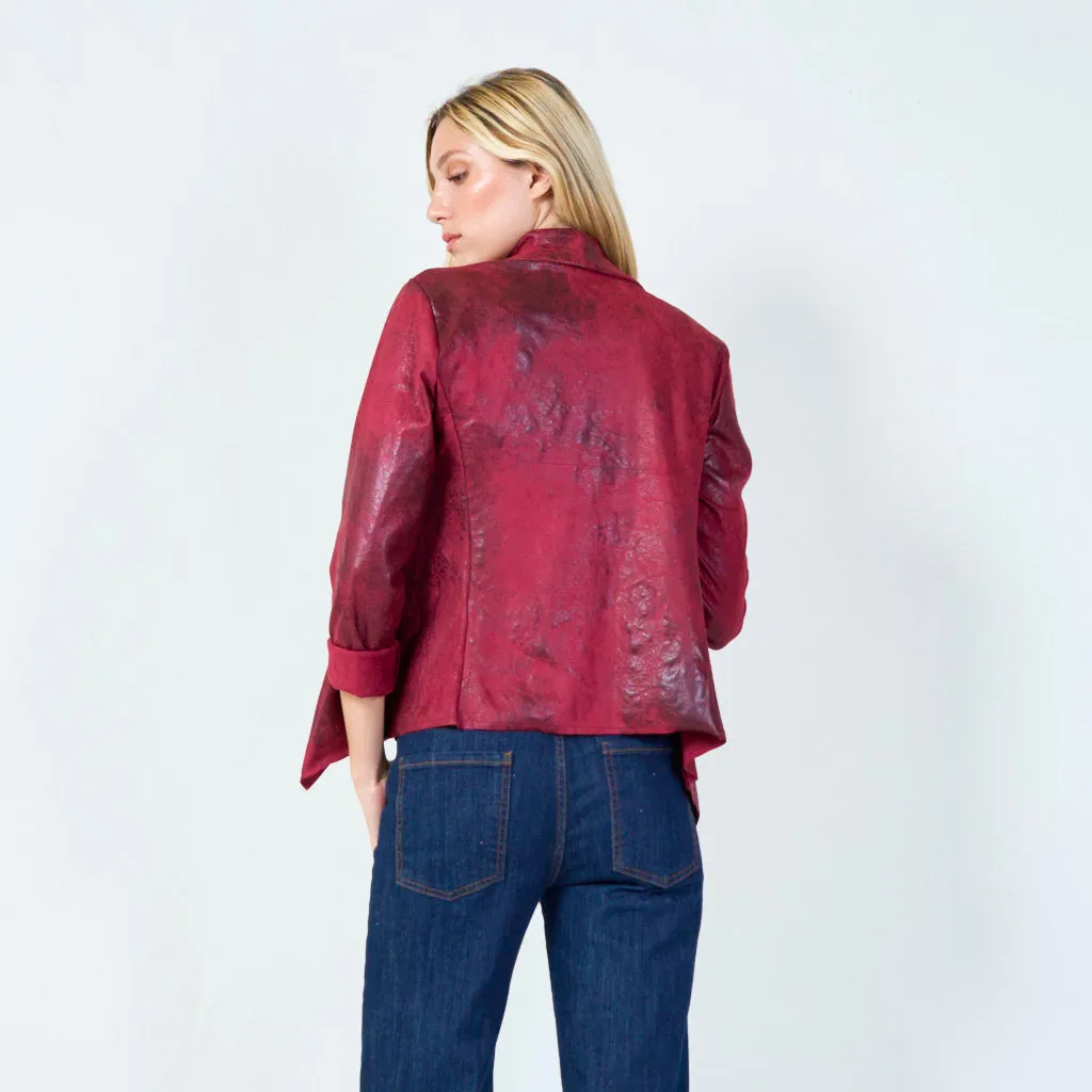 Asymmetrical faux leather jacket with zipper wholesale