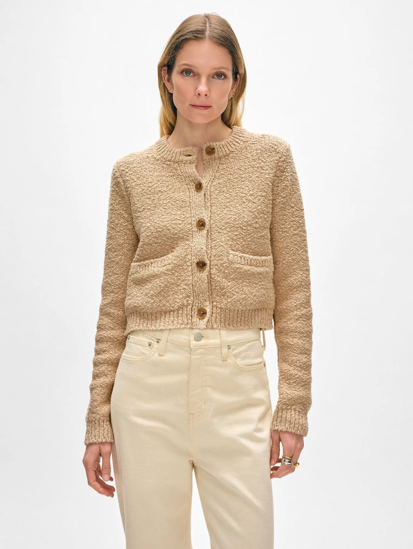 COTTON SLUB POCKET CARDIGAN IN SABLE