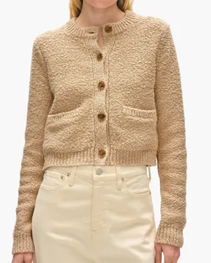 COTTON SLUB POCKET CARDIGAN IN SABLE