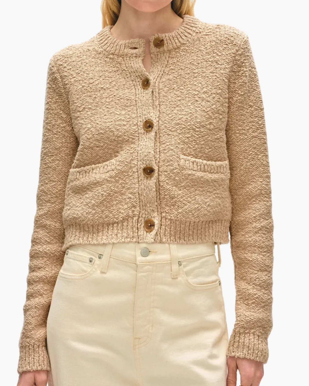 COTTON SLUB POCKET CARDIGAN IN SABLE