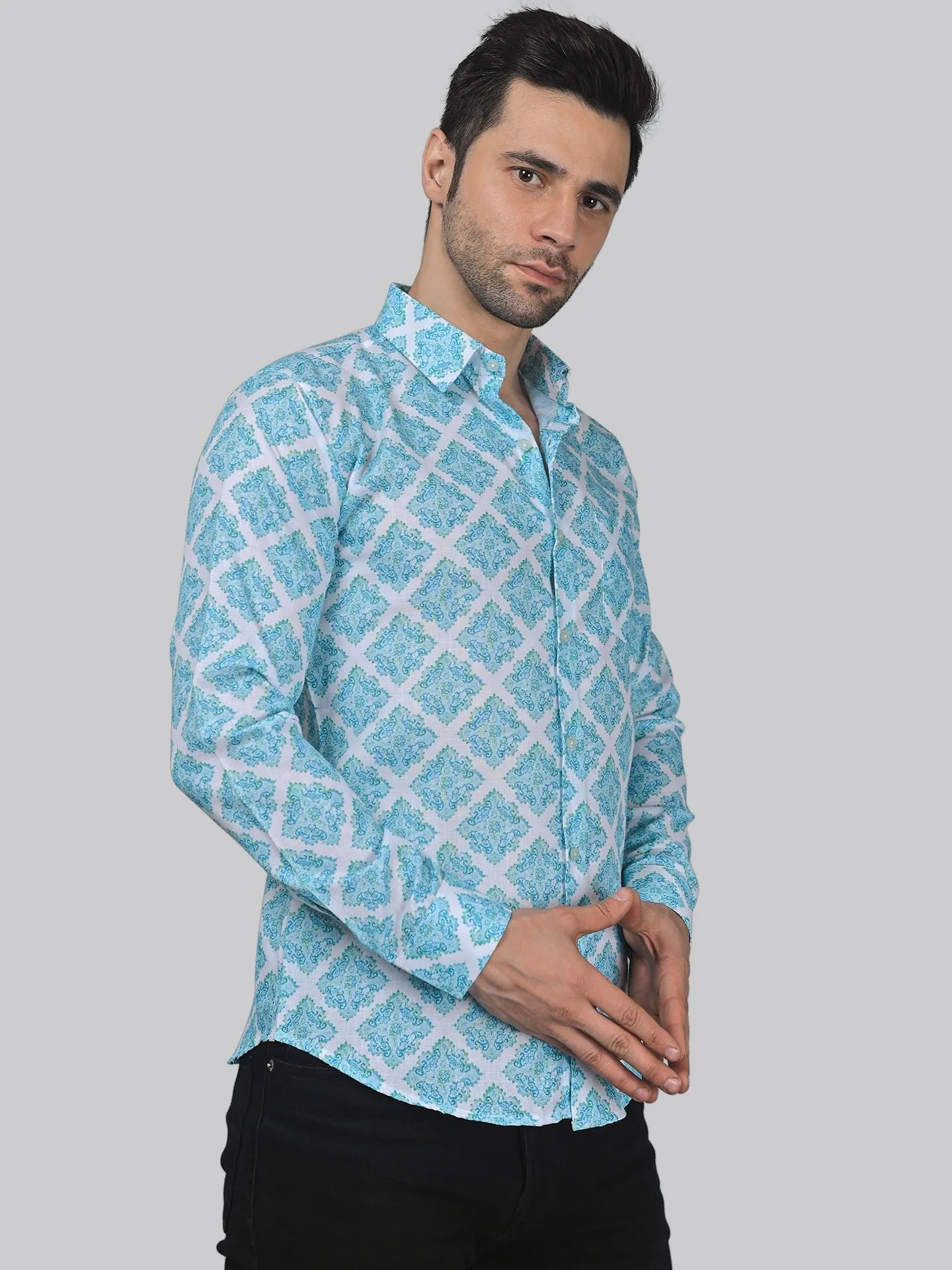 Elegant-edge Men's Printed Shirt