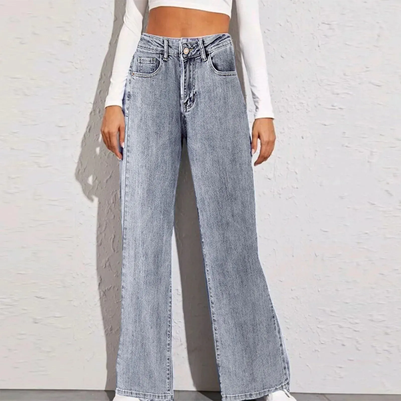 High Waist Flared Ankle Japanese Korean Fashion Jeans