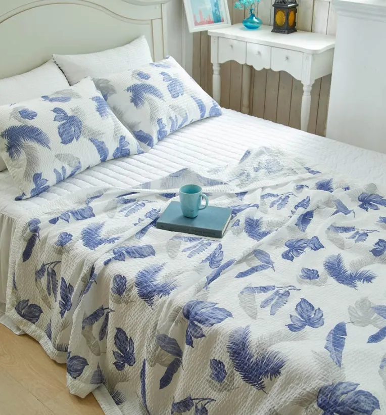 ICINOO Cool Summer Blanket Green Blue Color Lightweight Home Decor Single Size House Bedding Comfortable Bed Covers