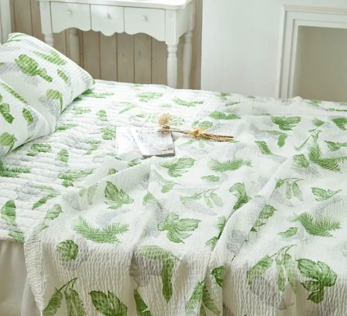 ICINOO Cool Summer Blanket Green Blue Color Lightweight Home Decor Single Size House Bedding Comfortable Bed Covers