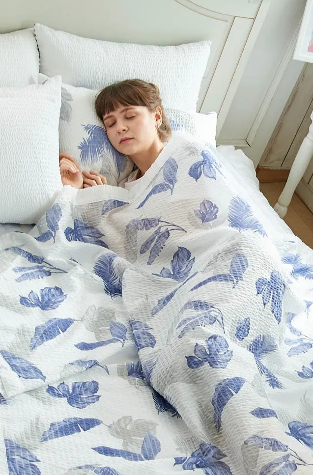 ICINOO Cool Summer Blanket Green Blue Color Lightweight Home Decor Single Size House Bedding Comfortable Bed Covers