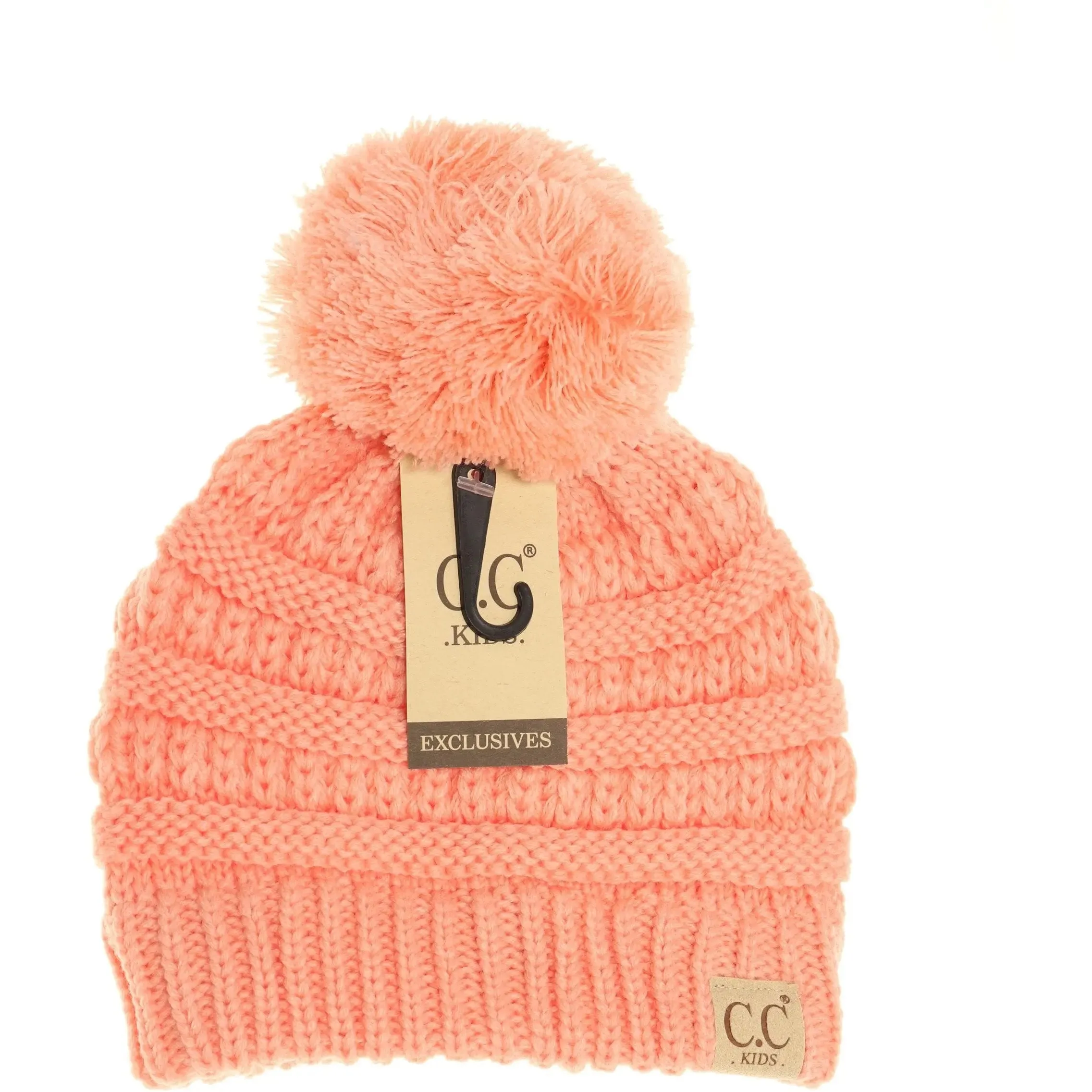 Kids' Solid Pom CC Beanie  Cozy & Adorable with a Classic Touch
