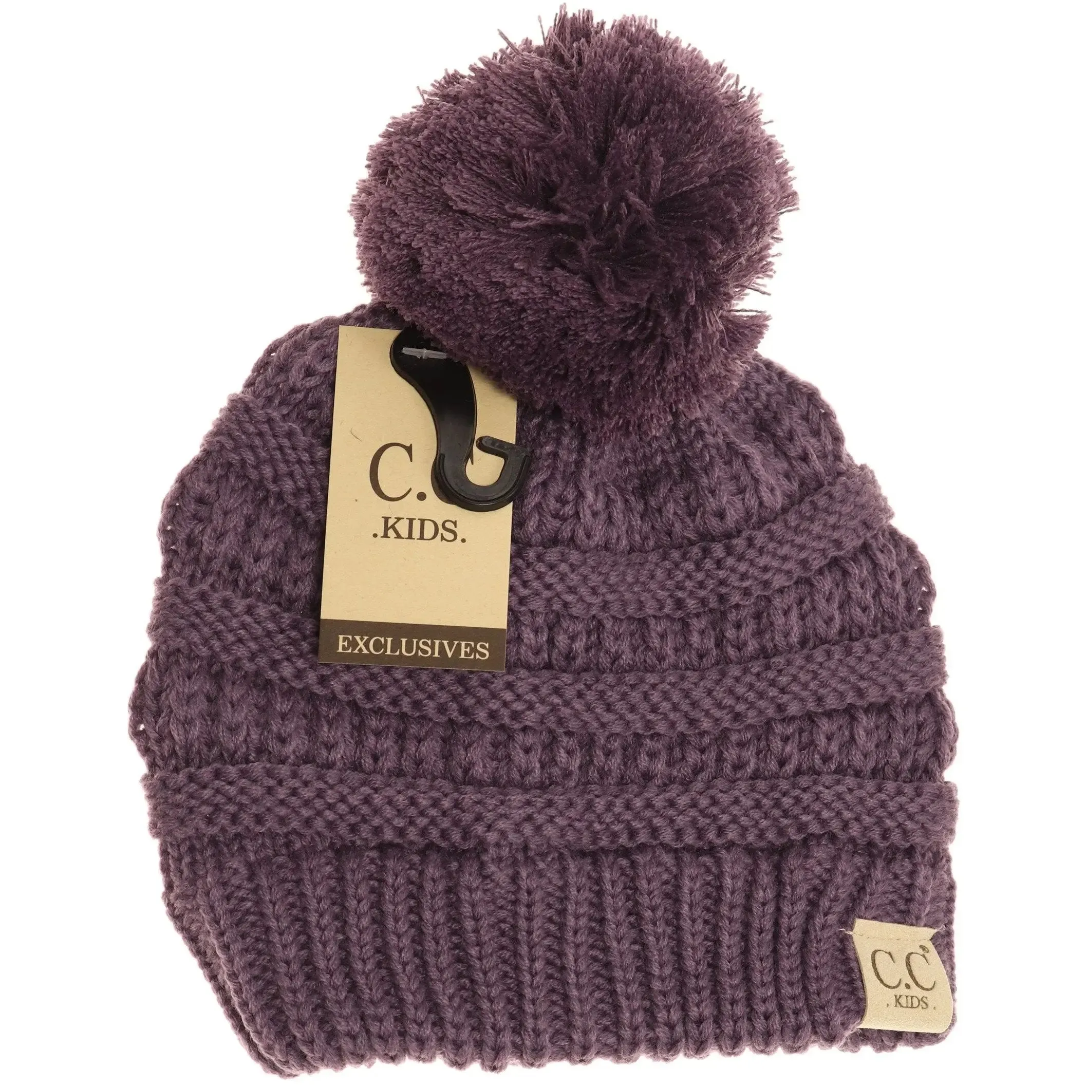 Kids' Solid Pom CC Beanie  Cozy & Adorable with a Classic Touch