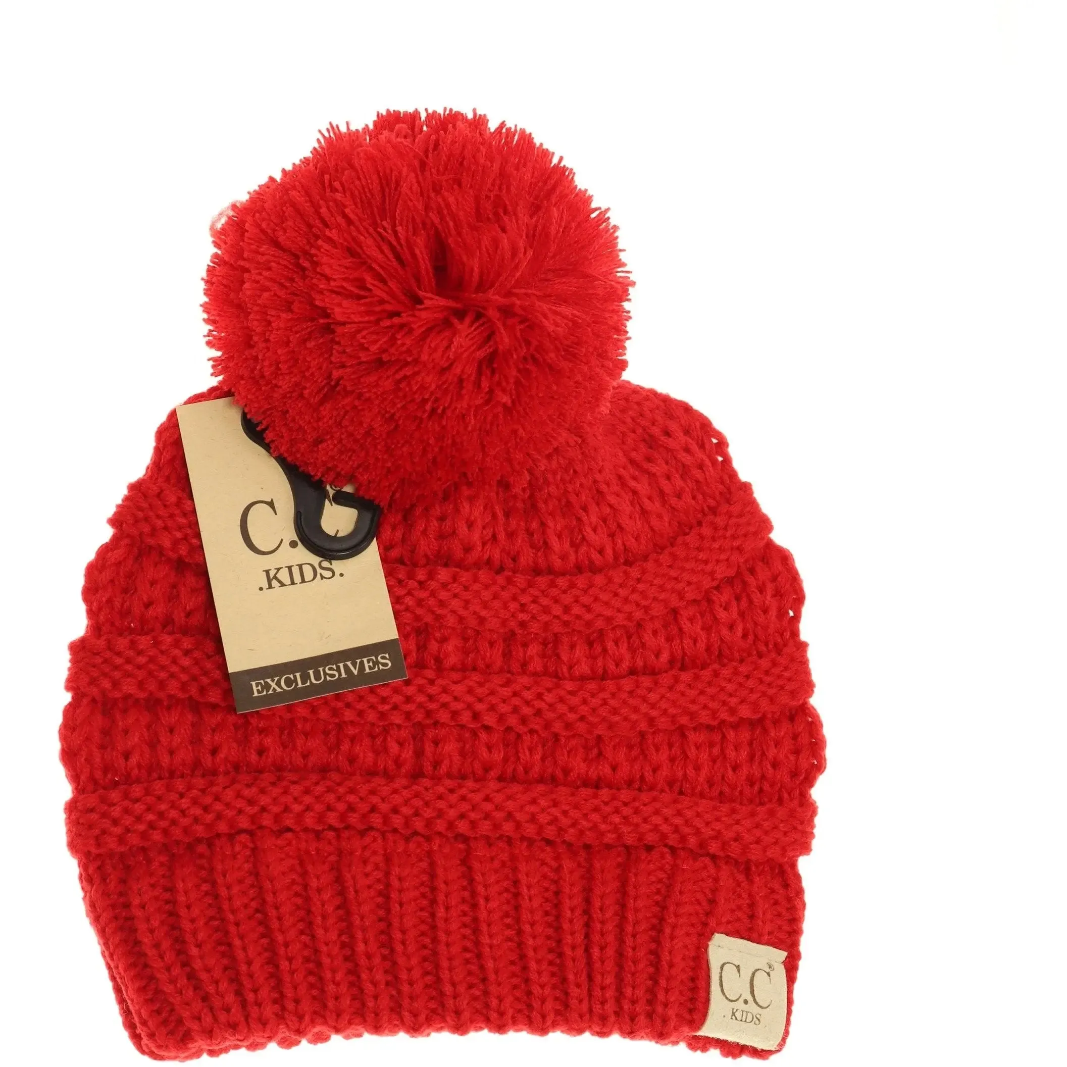Kids' Solid Pom CC Beanie  Cozy & Adorable with a Classic Touch