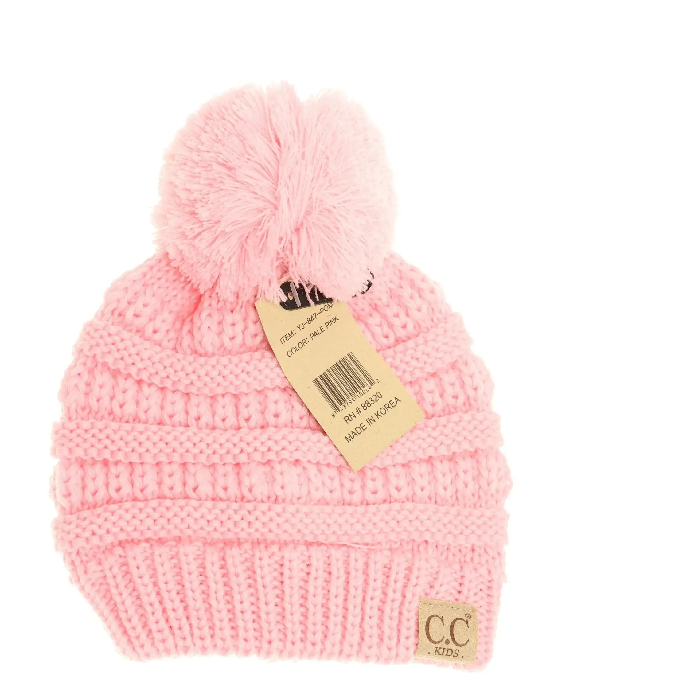 Kids' Solid Pom CC Beanie  Cozy & Adorable with a Classic Touch