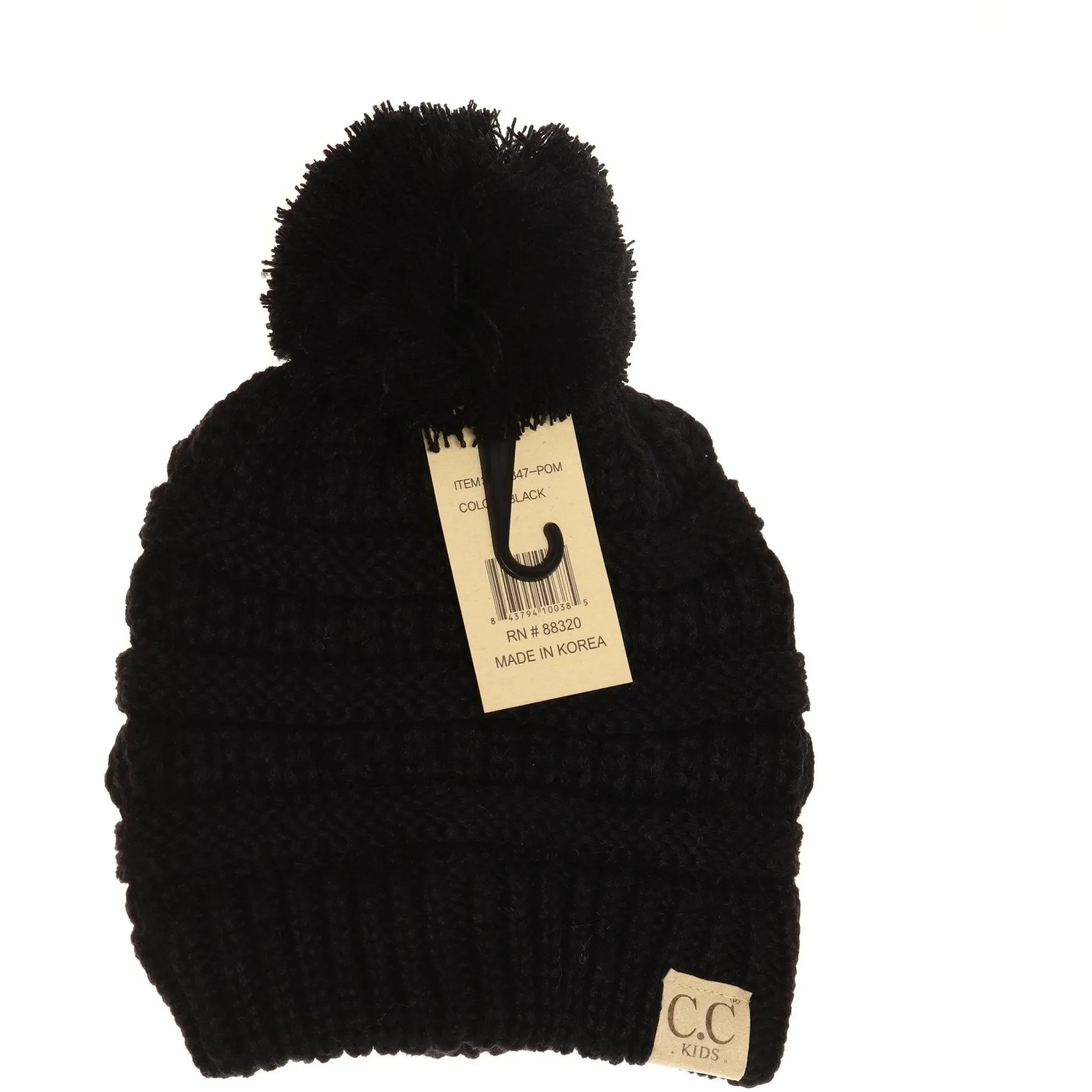 Kids' Solid Pom CC Beanie  Cozy & Adorable with a Classic Touch