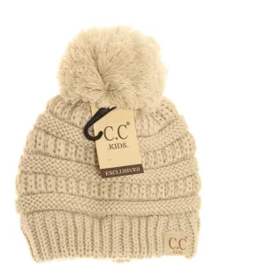Kids' Solid Pom CC Beanie  Cozy & Adorable with a Classic Touch