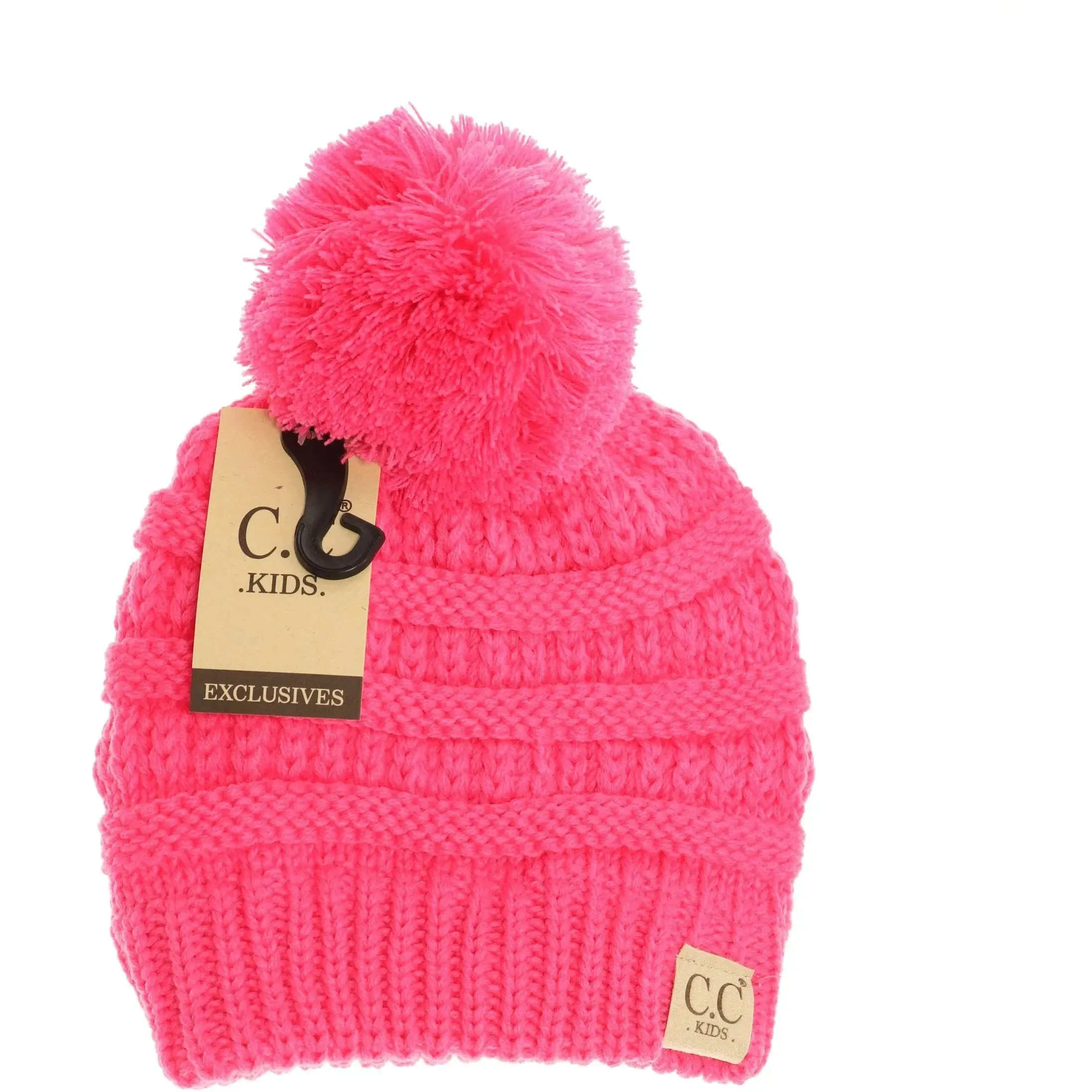 Kids' Solid Pom CC Beanie  Cozy & Adorable with a Classic Touch
