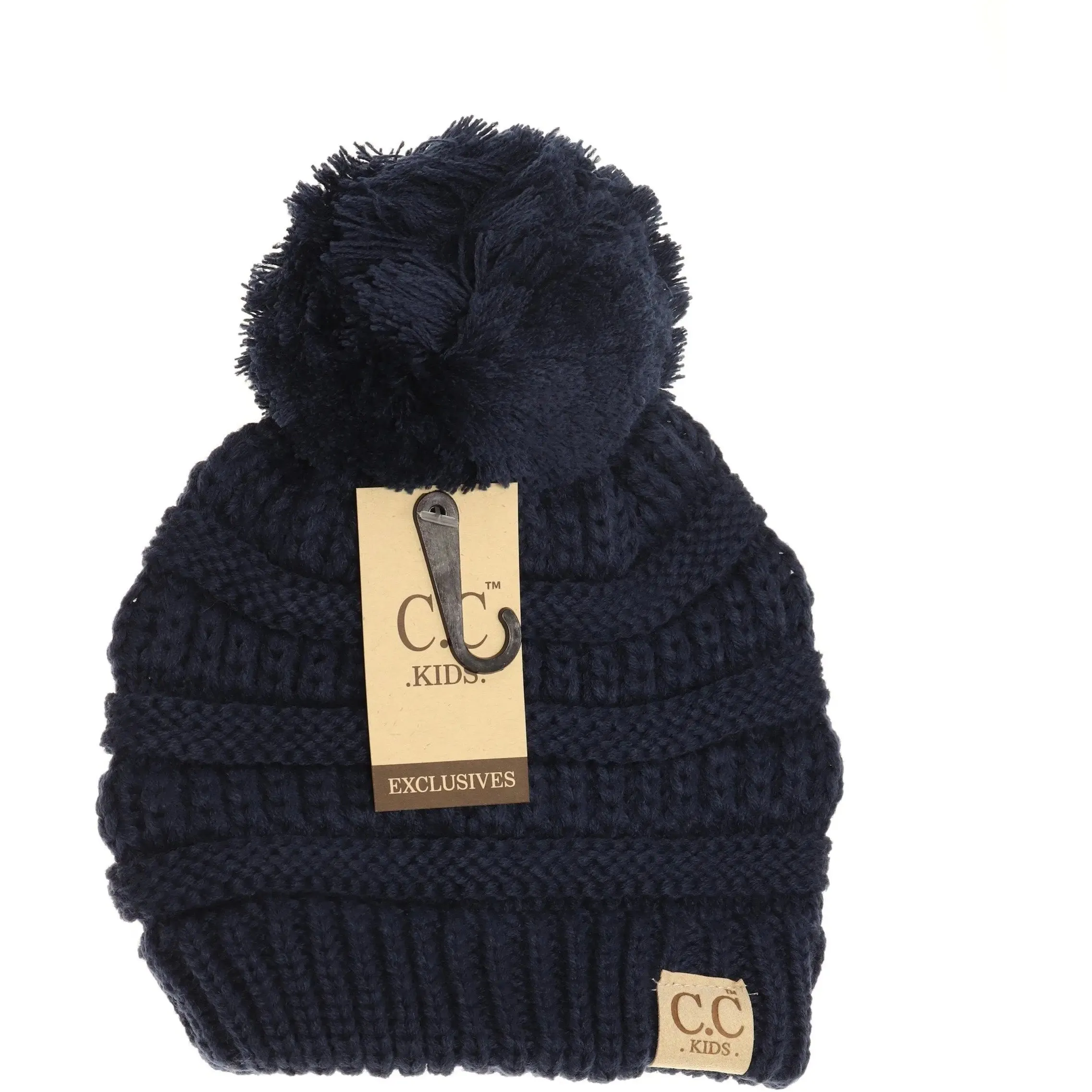 Kids' Solid Pom CC Beanie  Cozy & Adorable with a Classic Touch