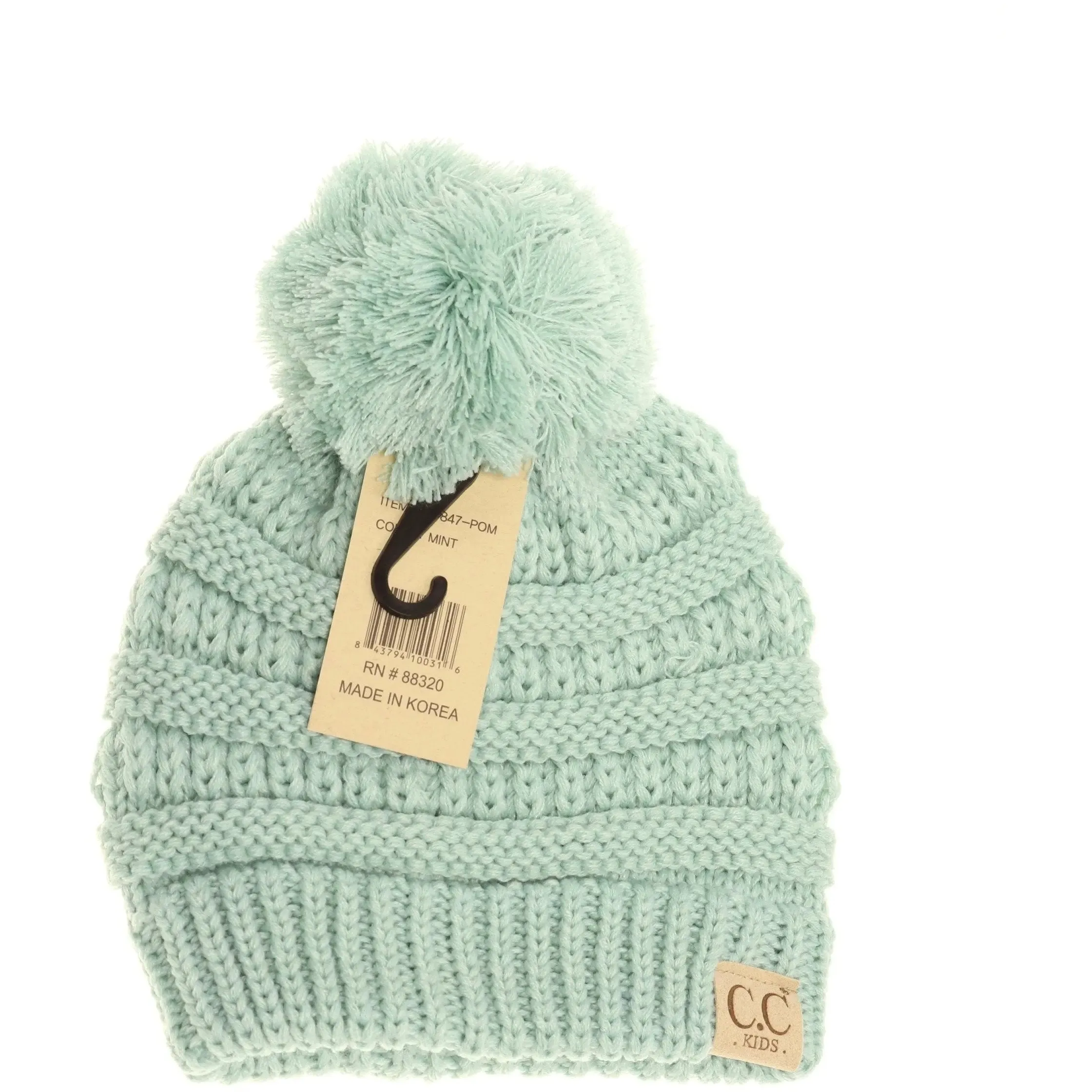 Kids' Solid Pom CC Beanie  Cozy & Adorable with a Classic Touch