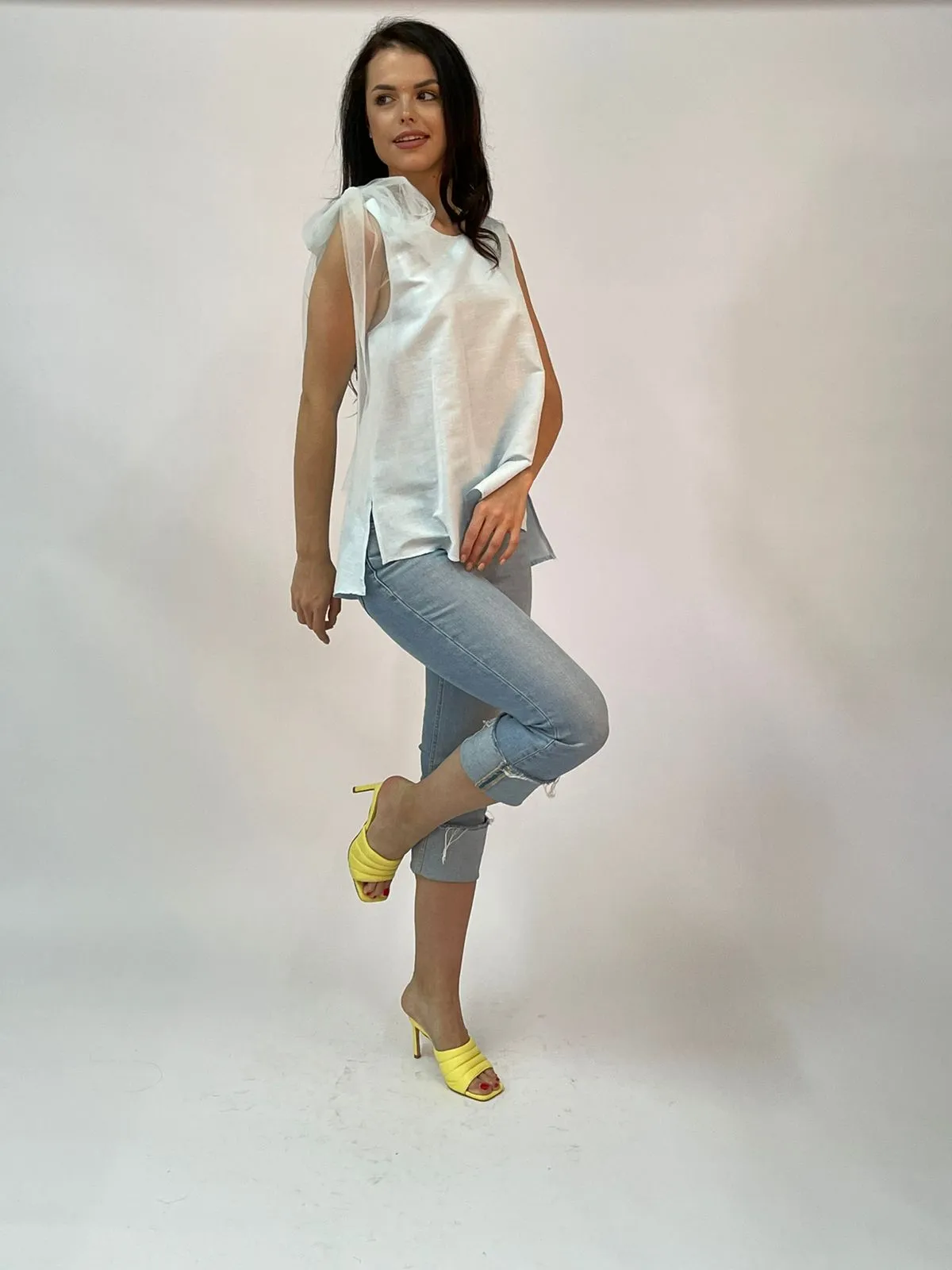Linen Tulle A Line Top - Model 35