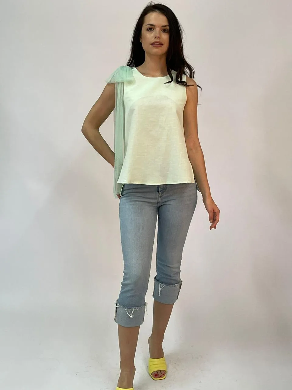 Linen Tulle A Line Top - Model 35