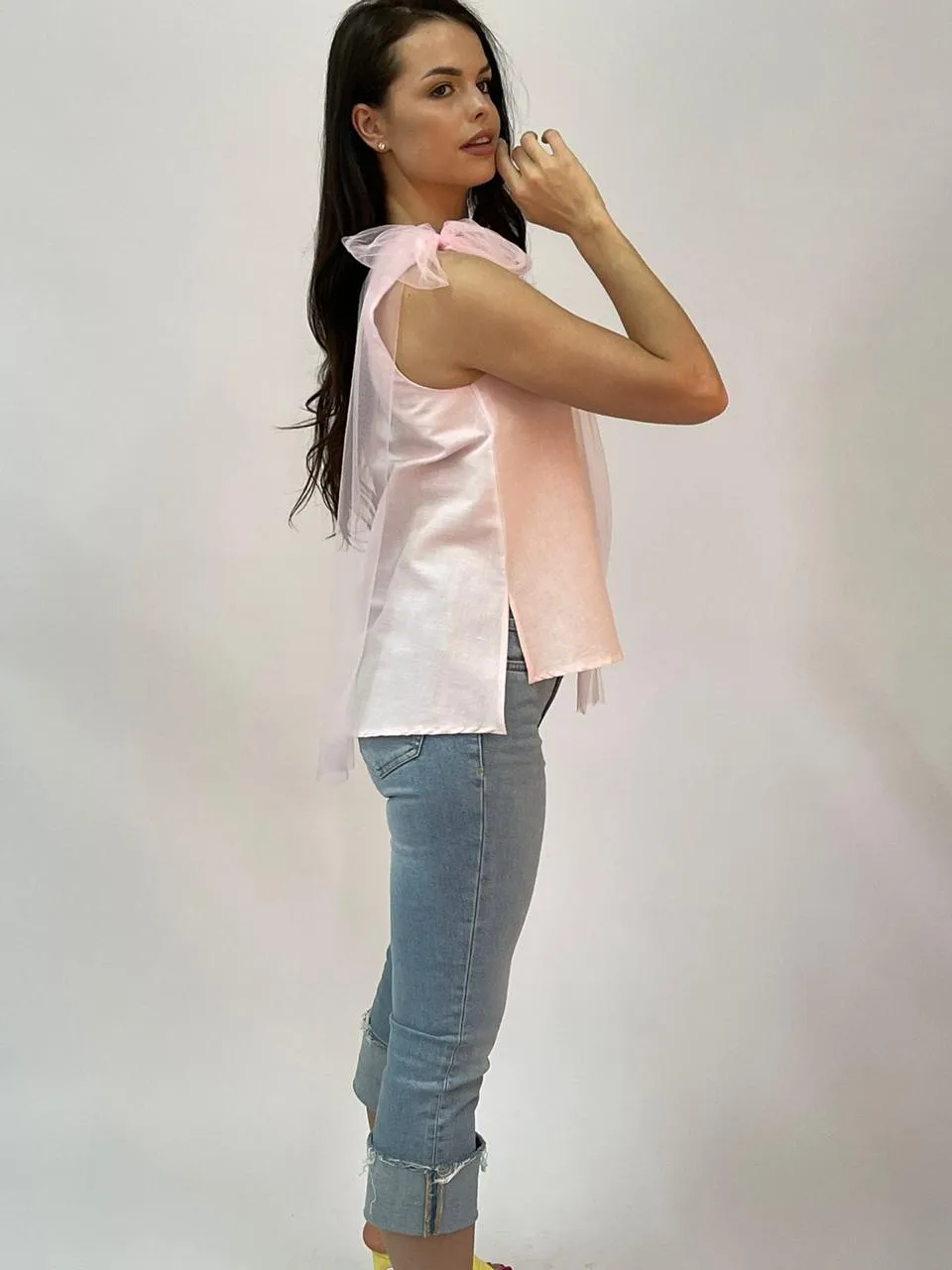 Linen Tulle A Line Top - Model 35