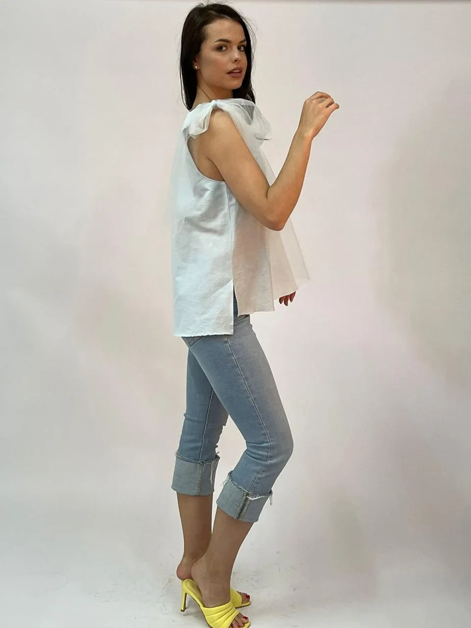 Linen Tulle A Line Top - Model 35