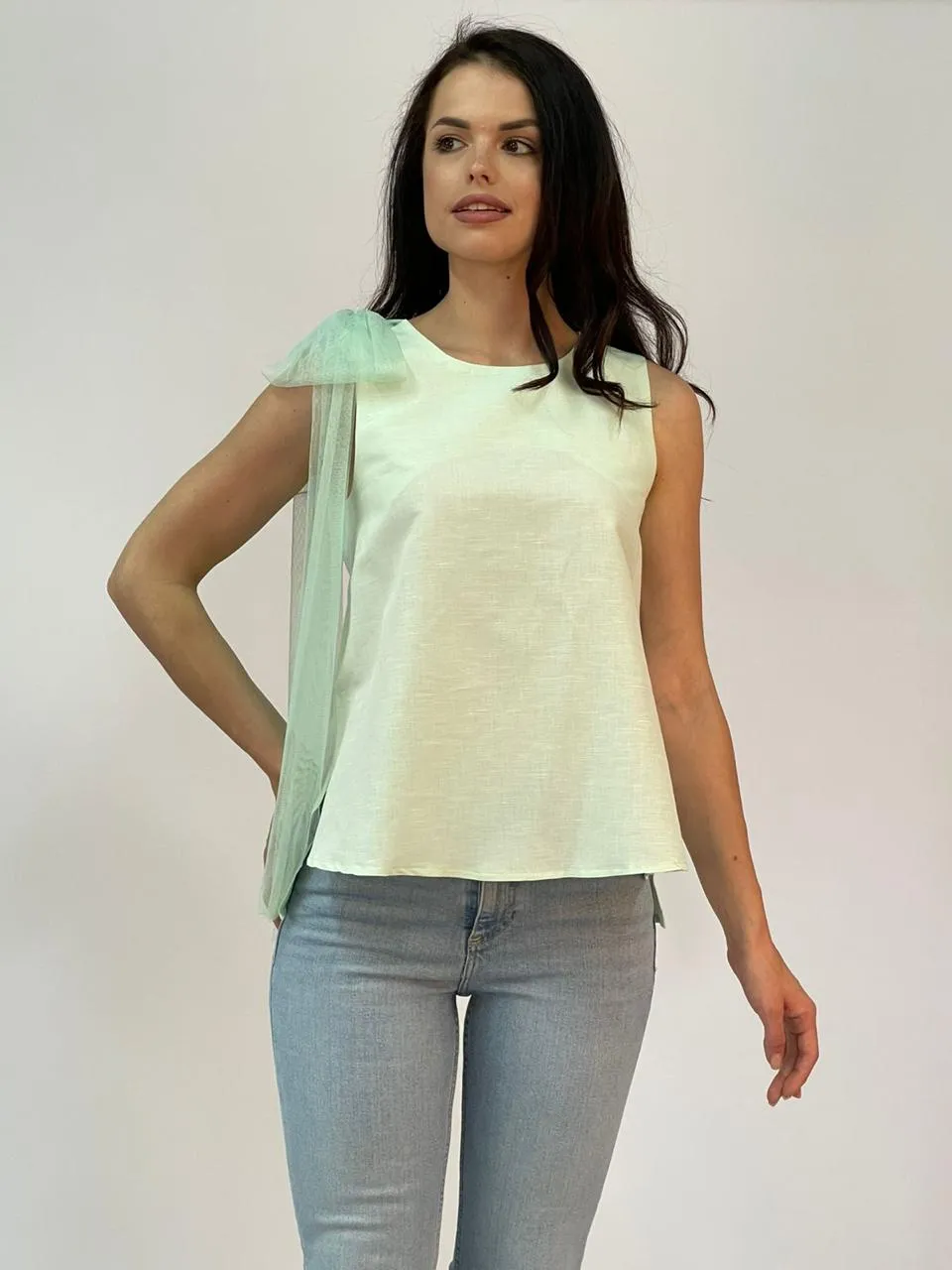 Linen Tulle A Line Top - Model 35