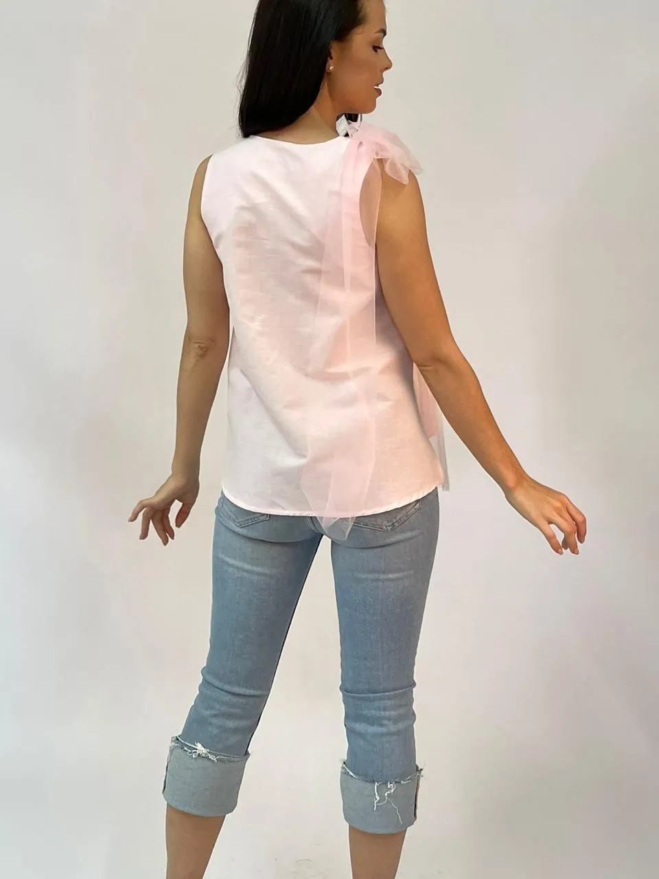 Linen Tulle A Line Top - Model 35