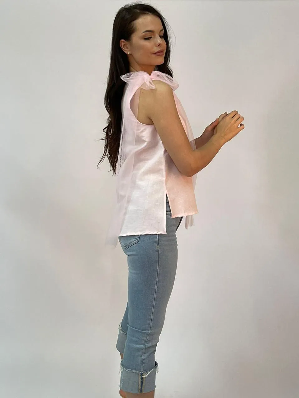 Linen Tulle A Line Top - Model 35