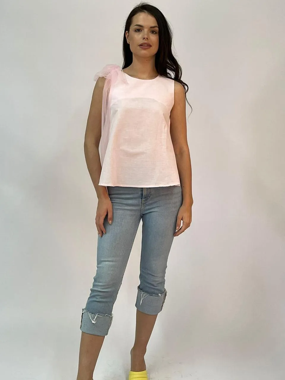 Linen Tulle A Line Top - Model 35