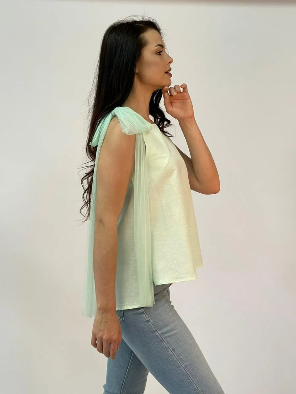 Linen Tulle A Line Top - Model 35