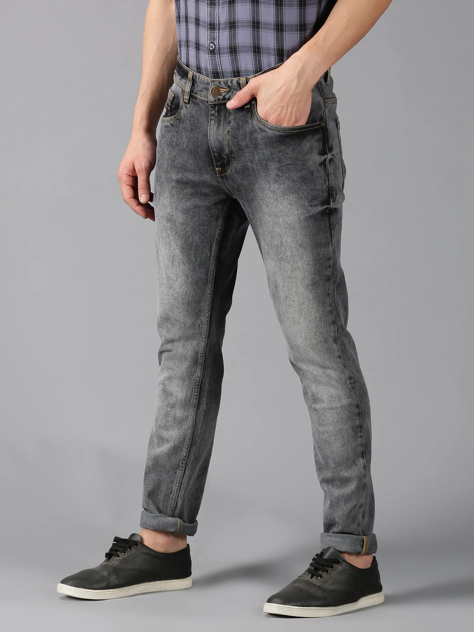 MEN'S BLACK FADED WASH SLIM FIT JEANS