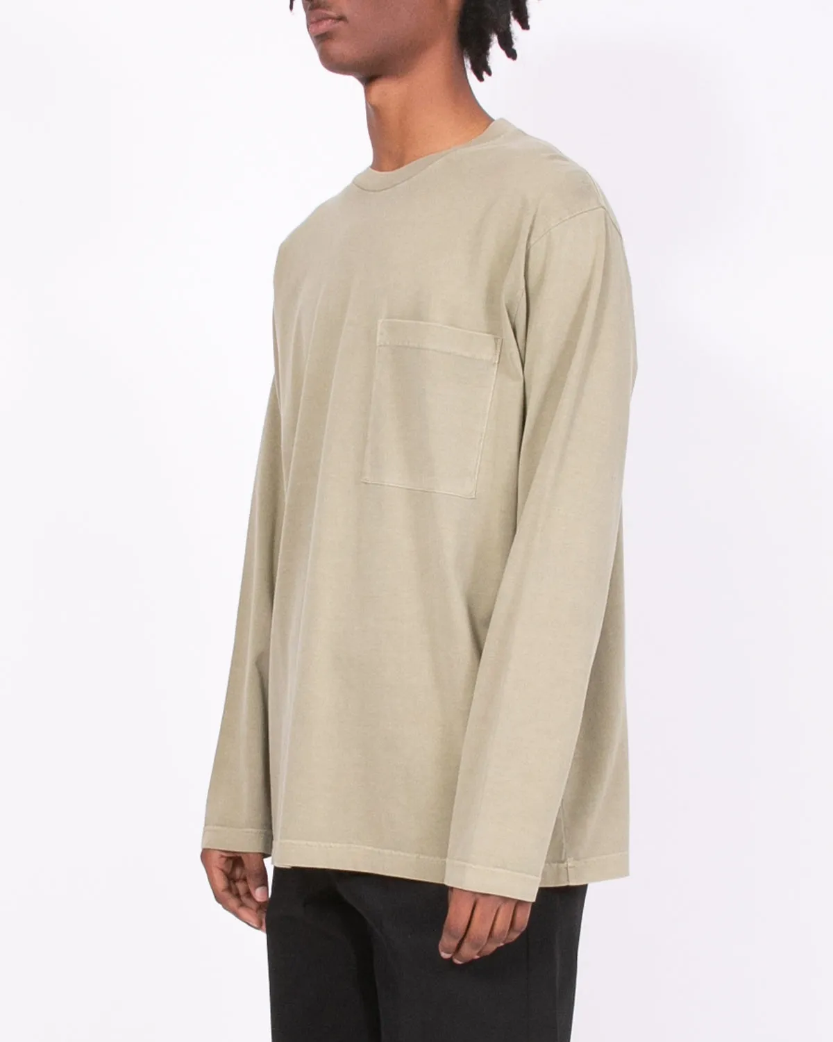 Natural Dyed Block LS Jersey - Lichen