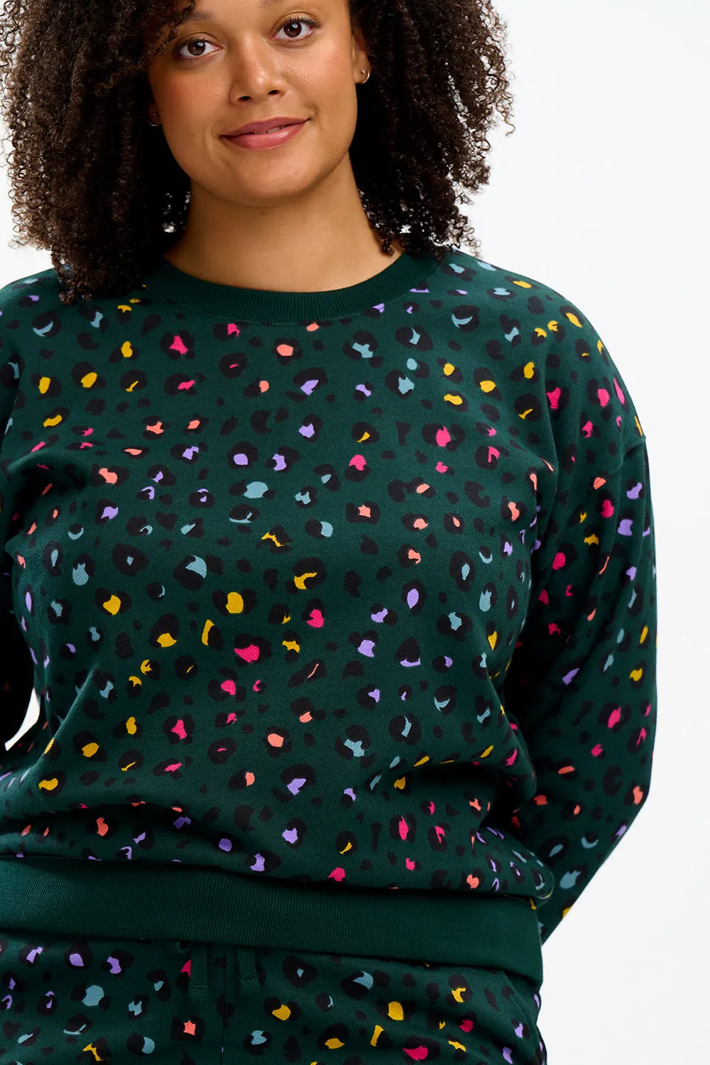 Noah Sweatshirt - Rainbow Leopard Green