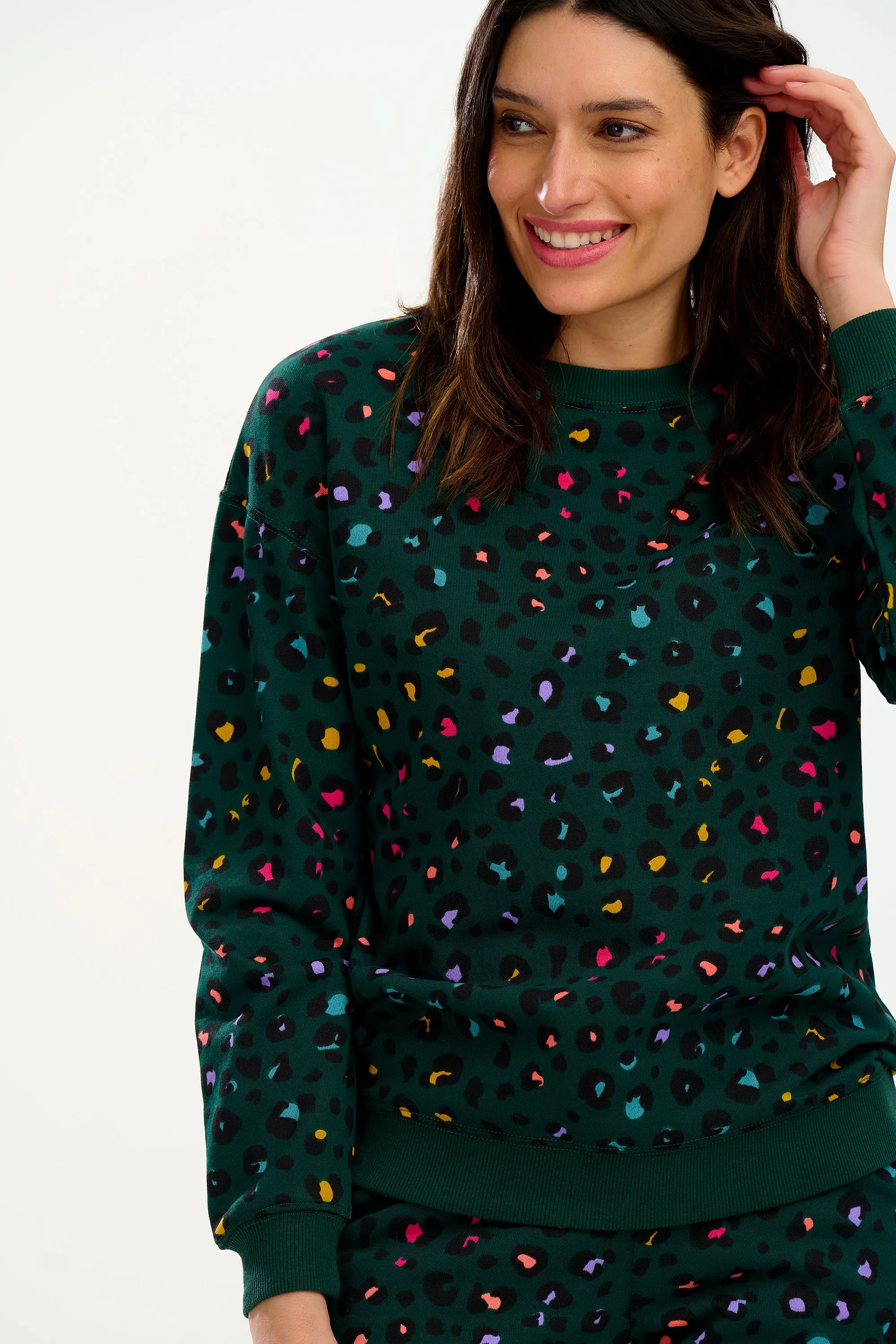 Noah Sweatshirt - Rainbow Leopard Green