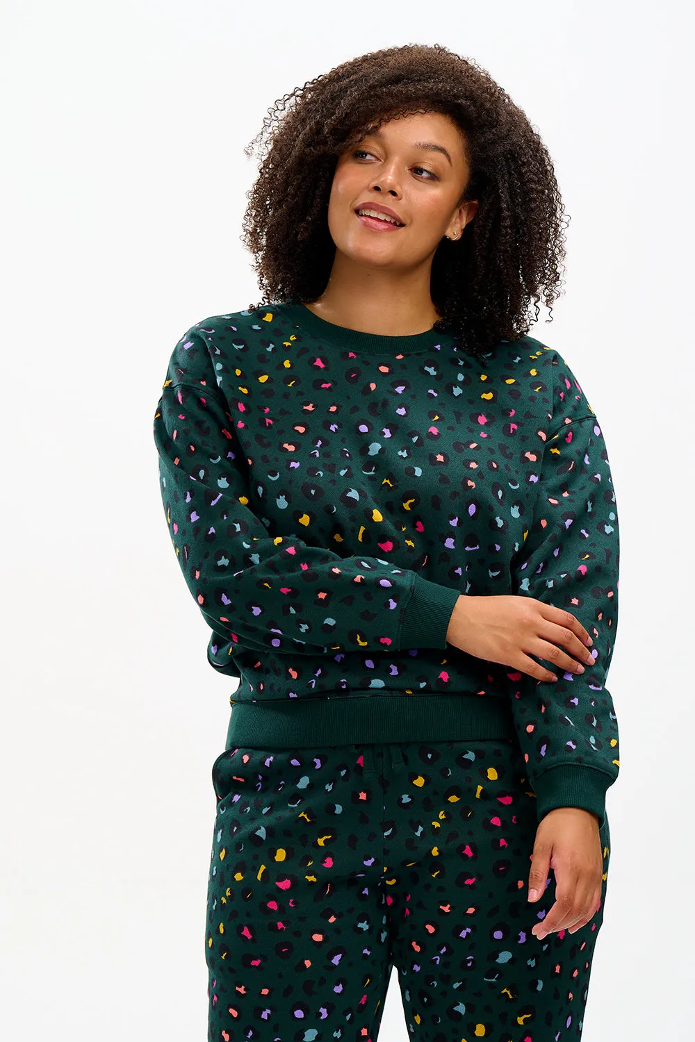 Noah Sweatshirt - Rainbow Leopard Green