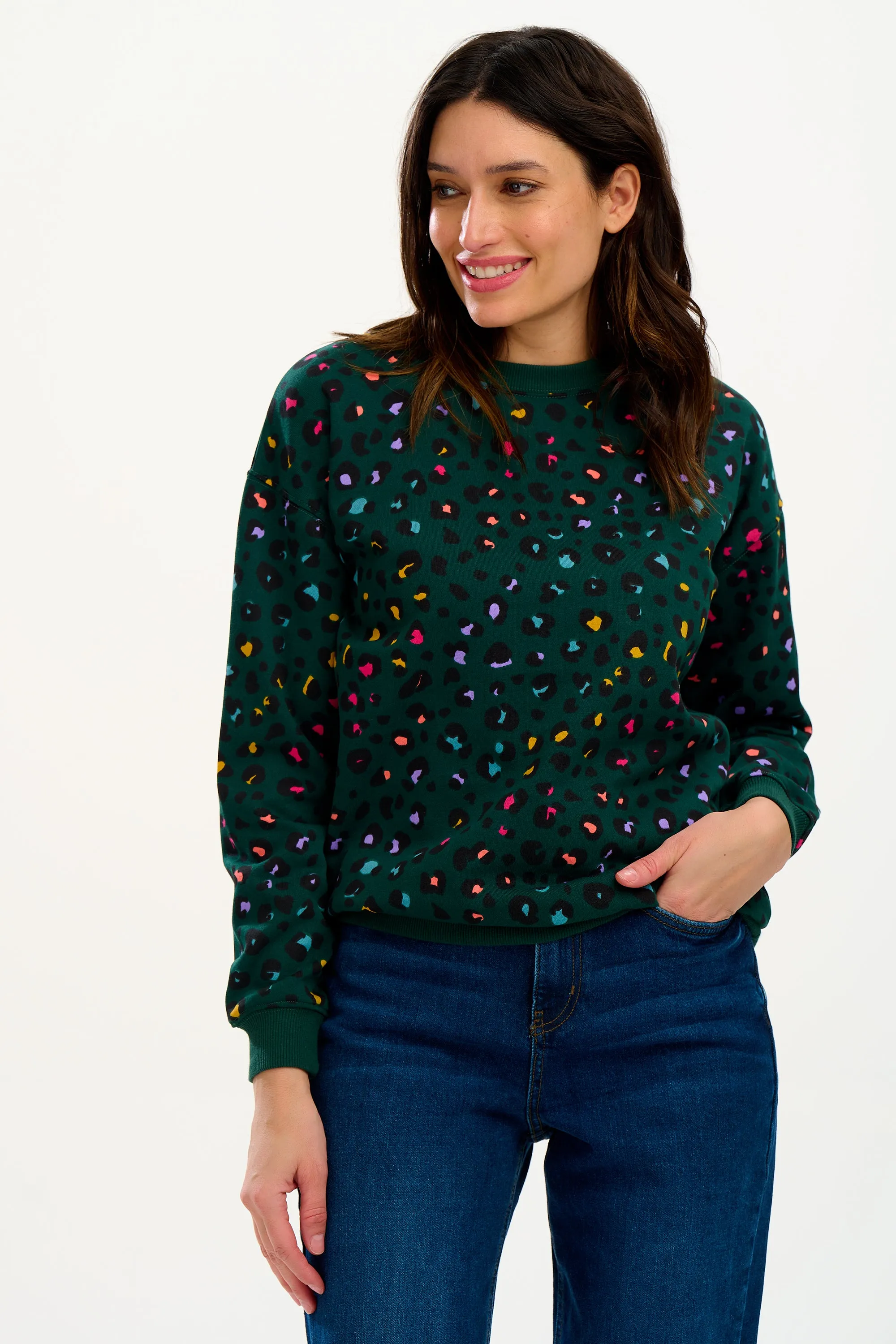Noah Sweatshirt - Rainbow Leopard Green
