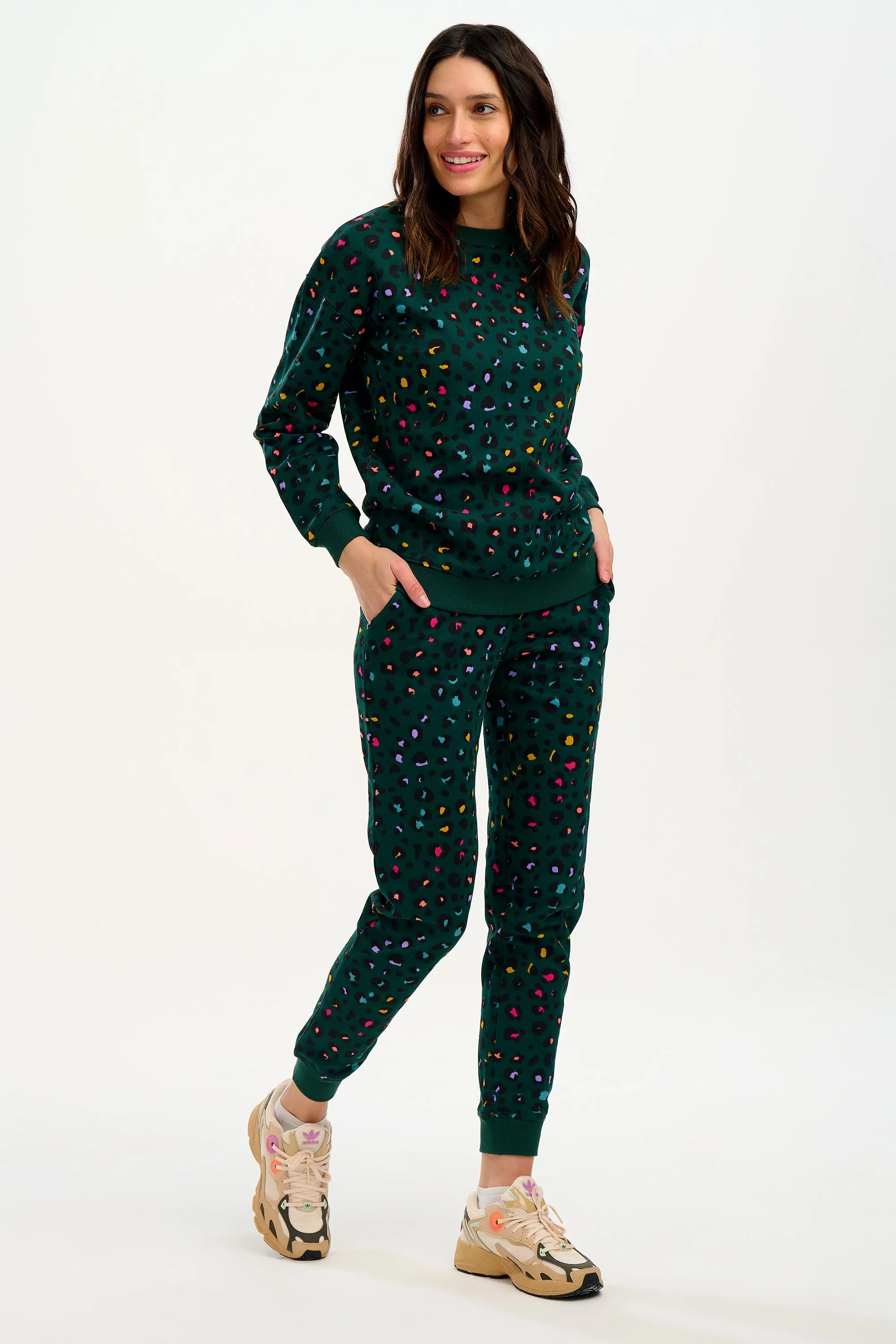 Noah Sweatshirt - Rainbow Leopard Green