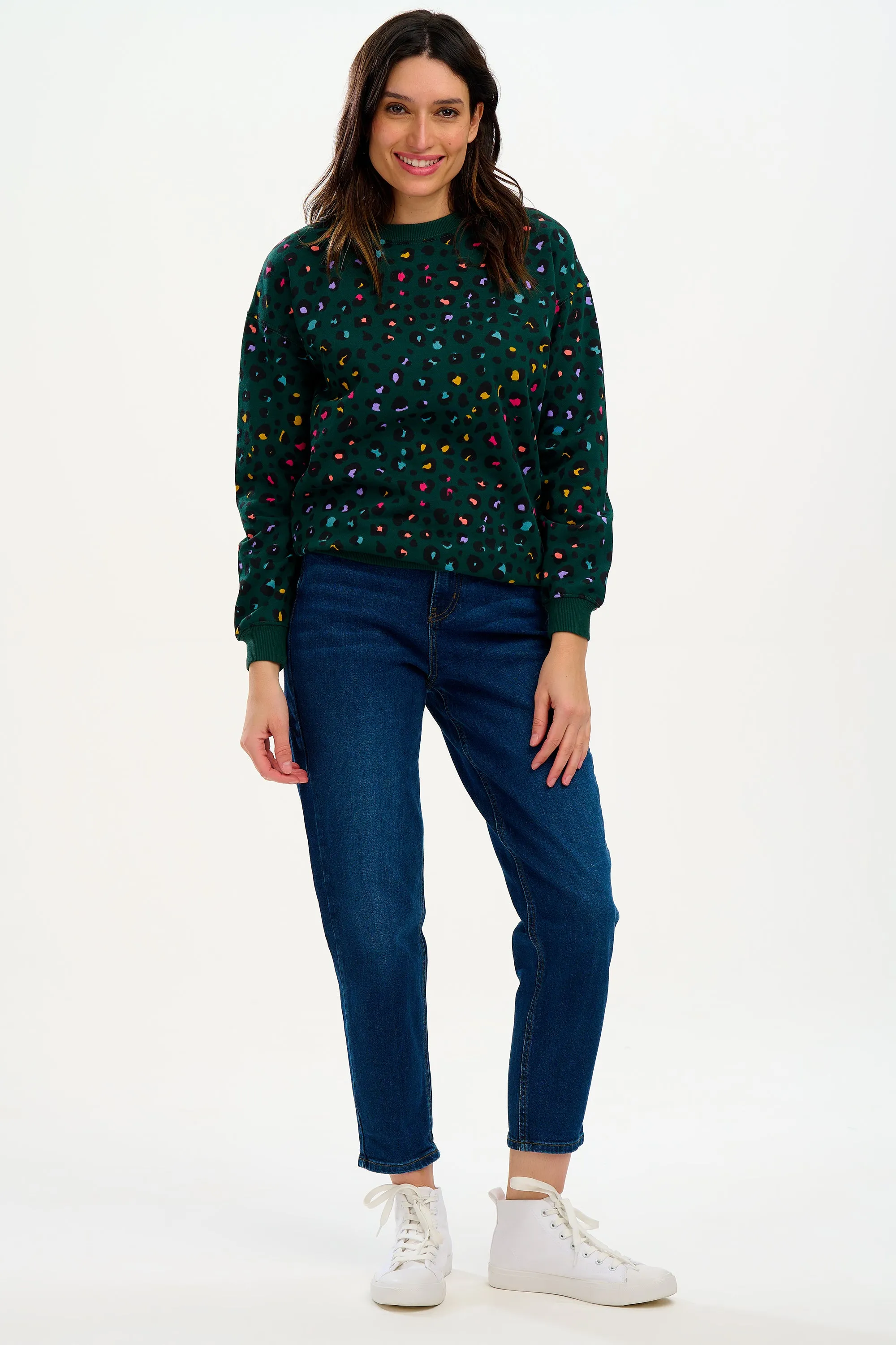 Noah Sweatshirt - Rainbow Leopard Green