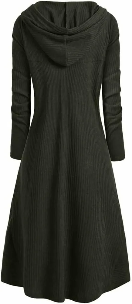 RMXEi Womens Fashion Hooded Plus Size Vintage Cloak High Low Sweater Blouse Tops