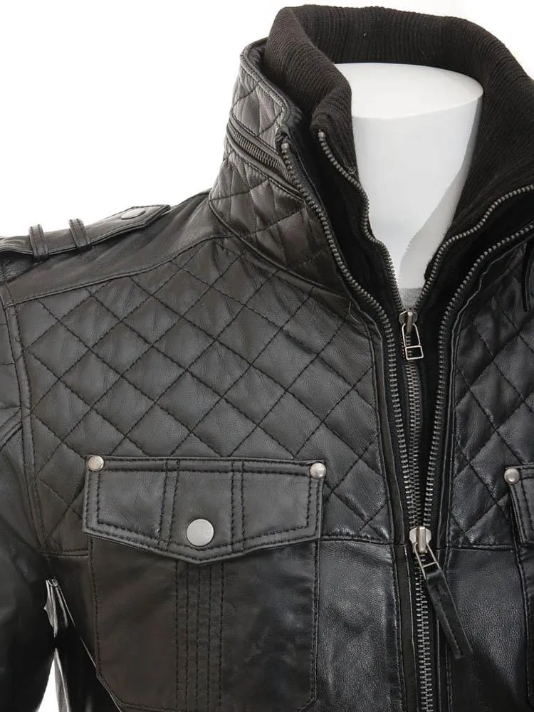 Ronn Black Quilted Leather Jacket
