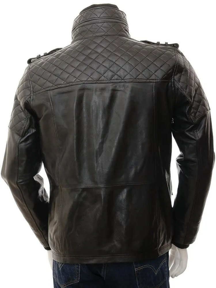 Ronn Black Quilted Leather Jacket