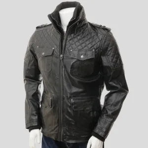 Ronn Black Quilted Leather Jacket