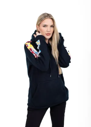 Smooth Visage Handmade Navy Blue African Print Design Women's Hoodie Sweatshirt