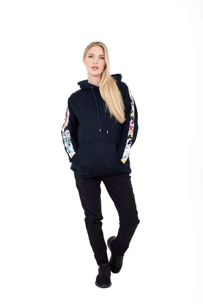 Smooth Visage Handmade Navy Blue African Print Design Women's Hoodie Sweatshirt