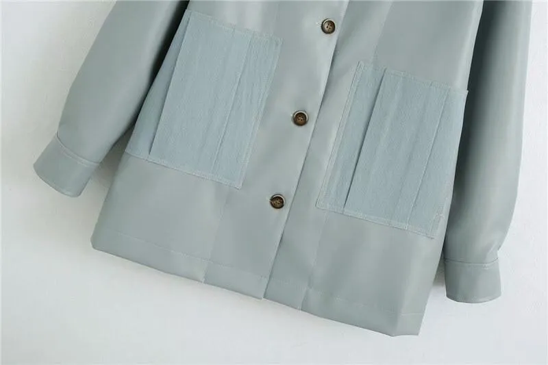 VEGAN LEATHER LOOSE JACKET