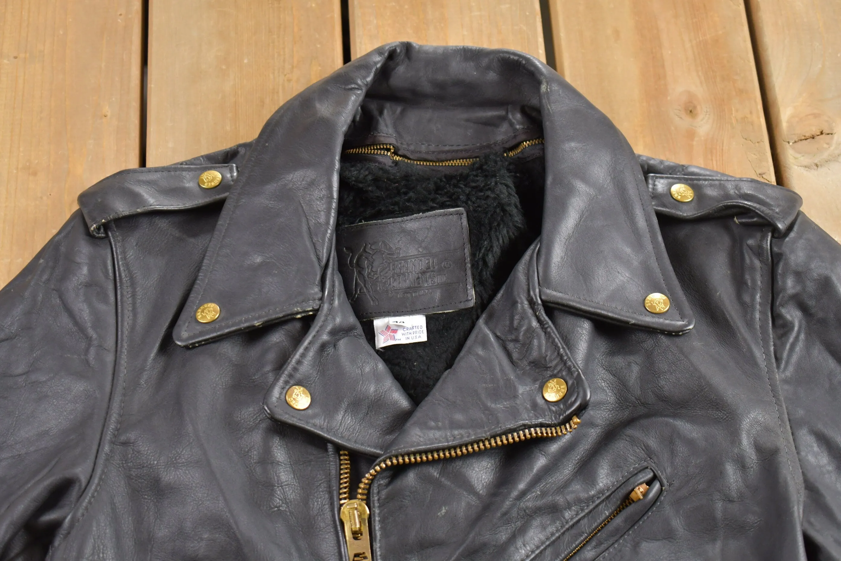 Vintage 1970s Branded Garments Leather Biker Jacket / Motorcycle Jacket / Leather Coat / Vintage Biker Jacket / Heavy Weight /