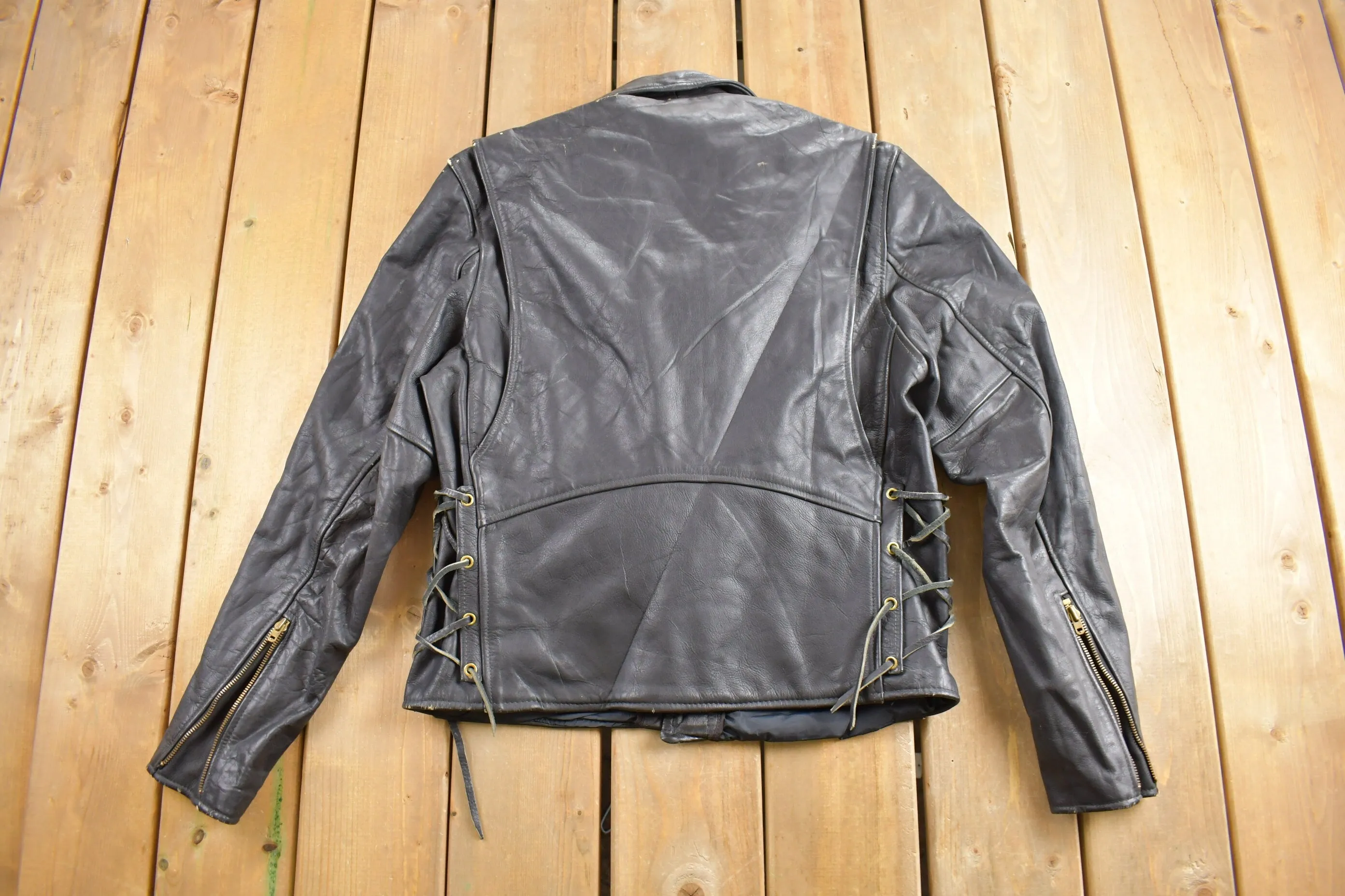 Vintage 1970s Branded Garments Leather Biker Jacket / Motorcycle Jacket / Leather Coat / Vintage Biker Jacket / Heavy Weight /