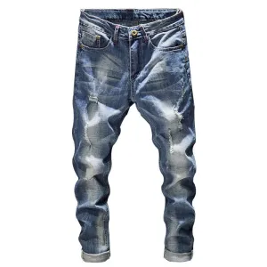 West Louis Frayed Hip Hop Distressed Casual Denim Jeans