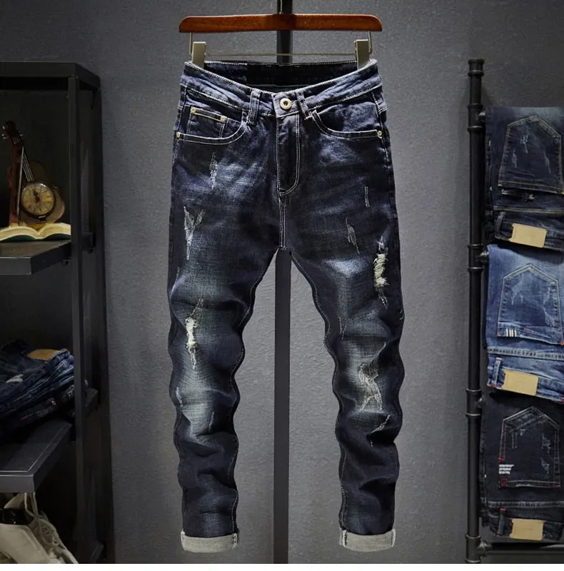 West Louis Frayed Trousers Punk Style Distressed Jeans