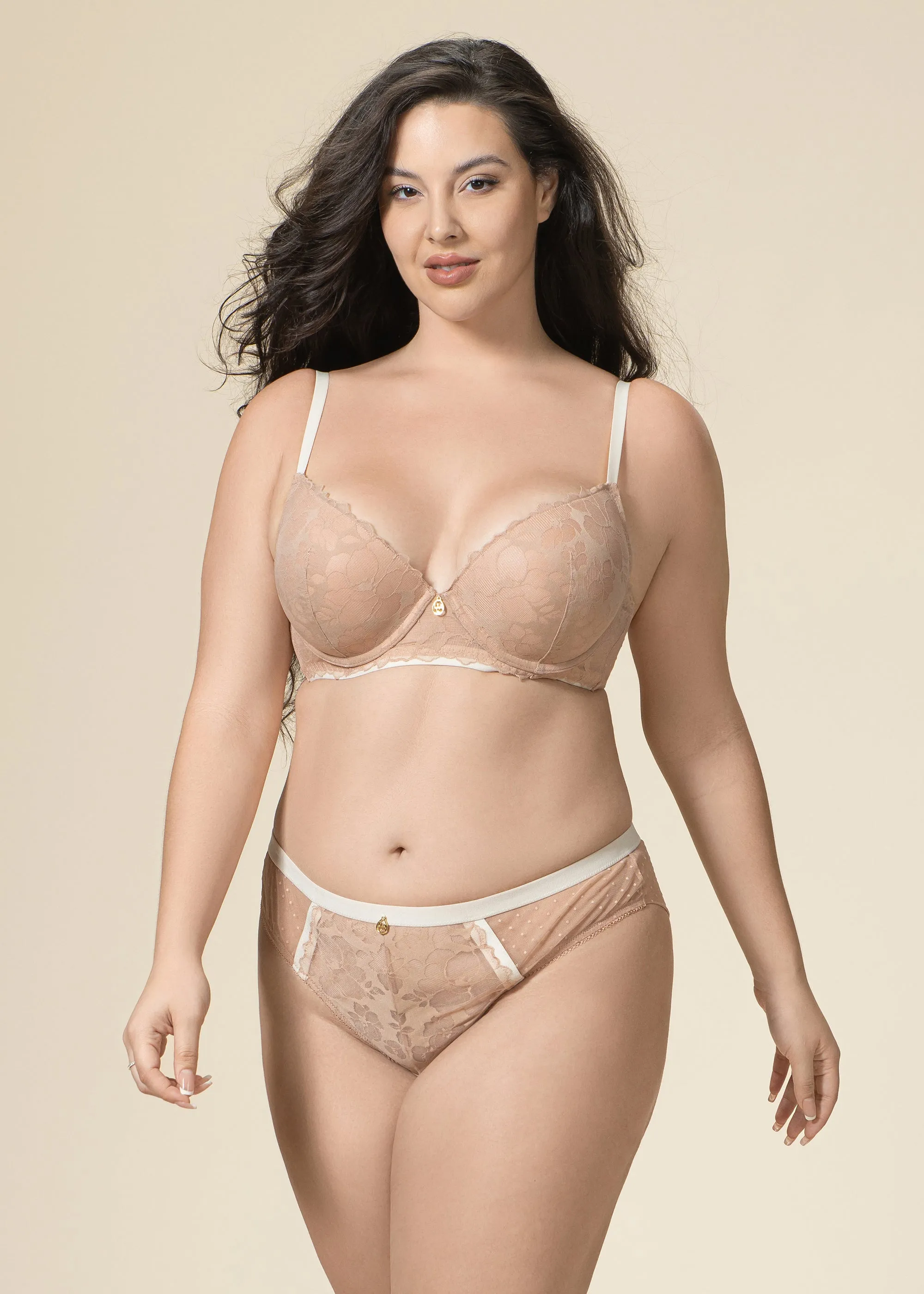ZARINA Plus Lace Comfortable Dotted Mesh Tanga Briefs
