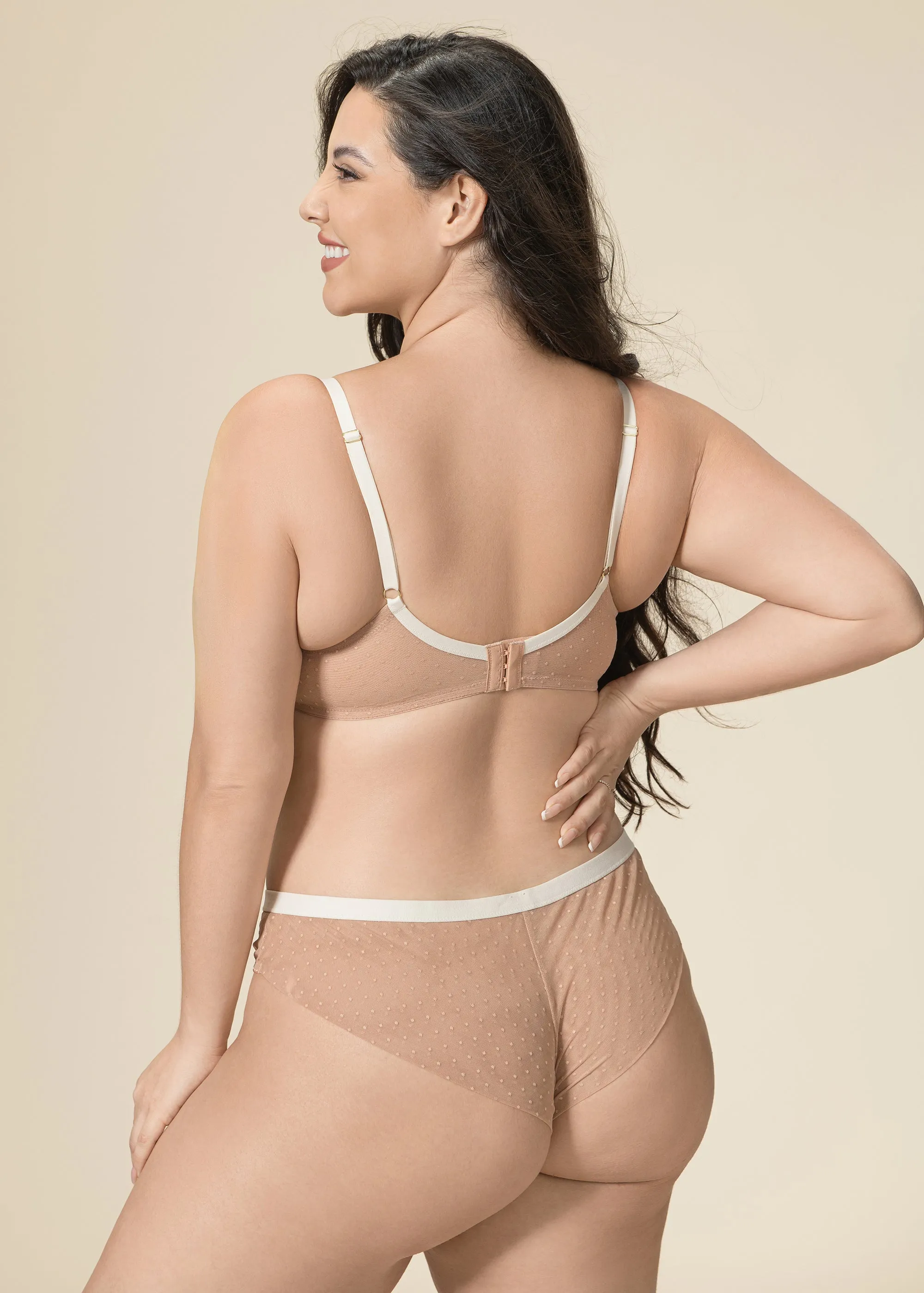 ZARINA Plus Lace Comfortable Dotted Mesh Tanga Briefs